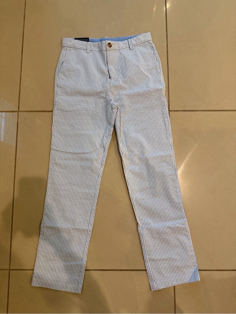 Boy's Light Blue Seersucker Stripe Pants